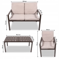Meble ogrodowe tarasowe zestaw 2 krzesła stół sofa poduszki + pokrowiec 4 osoby