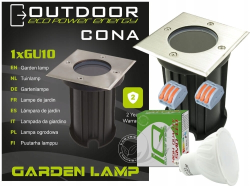 Lampa najazdowa gruntowa ogrodowa Cona LED + żarówka GU10 2x dławik