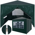 Pawilon namiot ogrodowy handlowy cateringowy okna imprezowy ciemny zielony 4 ściany 3x 3 m