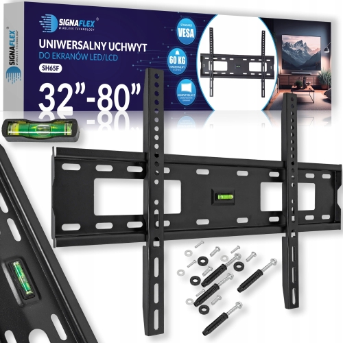 Uniwersalny mocny uchwyt do telewizora wieszak TV monitora 32-80 do 60 kg VESA 