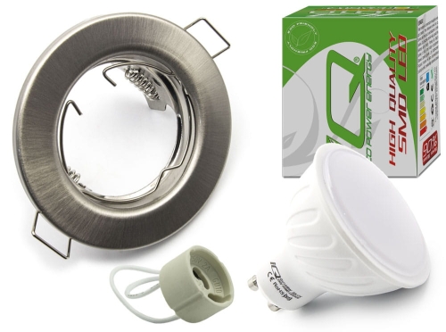Oprawa oprawka halogenowa sufitowa srebrna metalowa GU10 6 W LED CW B-Line