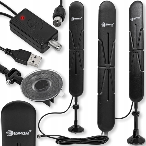 Antena aktywna UHF VHF FM telewizyjna pokojowa mocna DVB-T2 44dBi FHD 4K