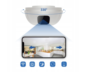 Ukryta bezprzewodowa mini kamera obrotowa WiFi atrapa czujnika dymu detekcja ruchu