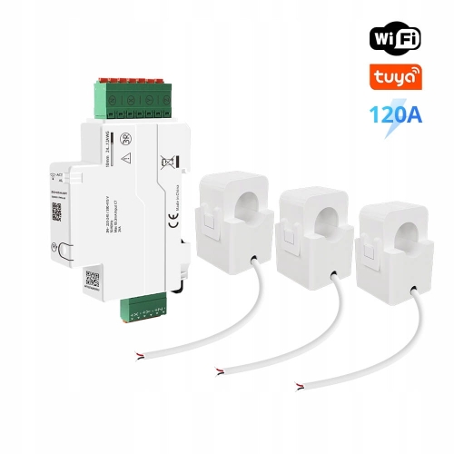 Licznik energii prądu trójfazowy 3-fazy dwukierunkowy przekładnik 120 A WiFi Tuya