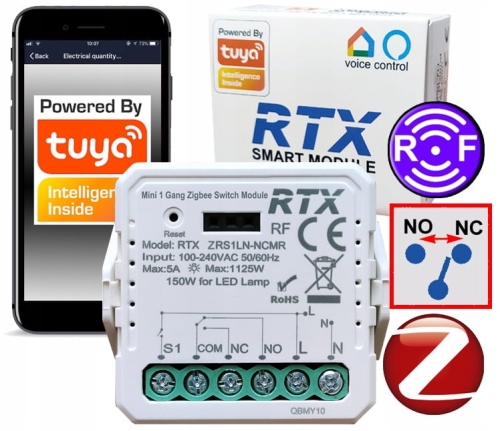 Moduł beznapięciowy NC NO mini przekaźnik sterownik ZigBee Tuya + RF