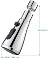 Przedłużka aerator relator adapter końcówka kranu kuchennego do baterii 3 funkcje srebrna