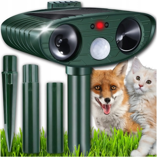 Najmocniejszy odstraszacz solarny 7w1 na dzikie zwierzęta sarny dziki jelenie lisy gryzonie ptaki 5 częstotliwości