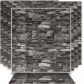 Panele 3D ścienne samoprzylepne pianka XPE cegła czarna tapeta 77 x 70 cm 10 sztuk