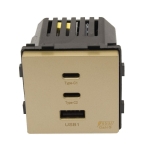 Gniazdo USB A + 2x USB C szybkie ładowanie Fast Charge 65 W złote B-Line