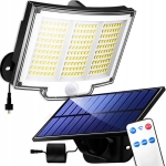Mocna lampa solarna ogrodowa uliczna LED czujnik zmierzchu ruchu halogen 300 W 210 LED