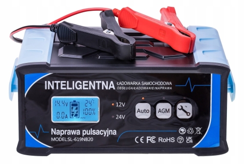 Prostownik pulsacyjny samochodowy do akumulatora 12 V 24 V 11 A AGM Start-Stop