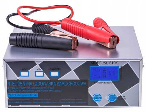 Prostownik pulsacyjny samochodowy do akumulatora 12 V 24 V 20 A AGM Start-Stop