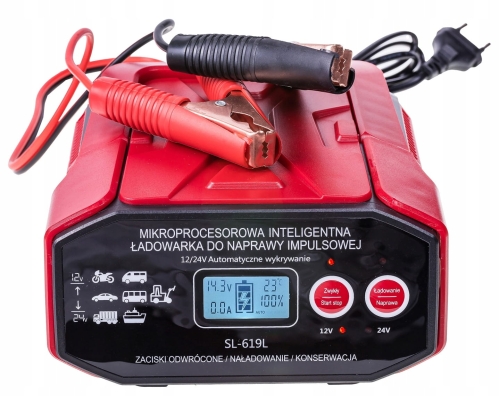 Prostownik pulsacyjny samochodowy do akumulatora 12 V 24 V 30 A AGM Start-Stop