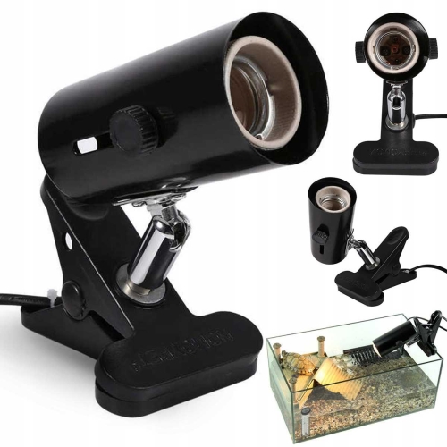 Lampa metalowa uchwyt mocny na żarówkę E27 do zamocowania w terrarium do 200 W