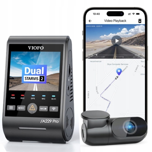 Kamera samochodowa wideorejestrator Viofo A229 Pro 2CH 4K + 2K HDR GPS WiFi Sony Stavis 2