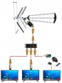 Antena kierunkowa DVB-T2 do TV naziemnej MUX8 filtr LTE HD 4K UHF VHF 120 km aktywna na 3 TV Vayox 2000