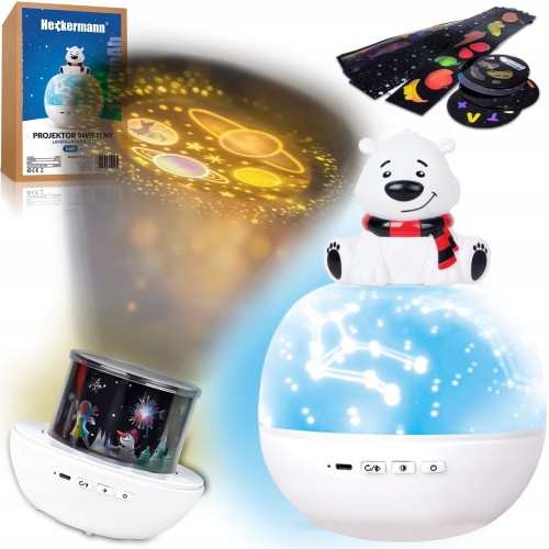 Projektor gwiazd rzutnik nieba lampka nocna LED głośnik Bluetooth kołysanka Miś