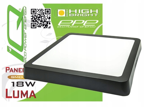 Panel plafon lampa LED natynkowy sufitowy kwadratowy czarny 18 W CCD Luma B-Line