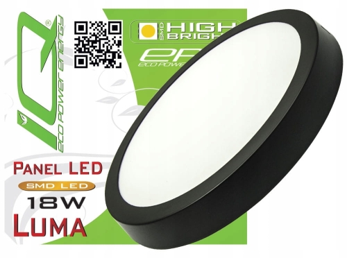 Panel plafon lampa LED natynkowy sufitowy okrągły czarny 18 W CCD Luma B-Line