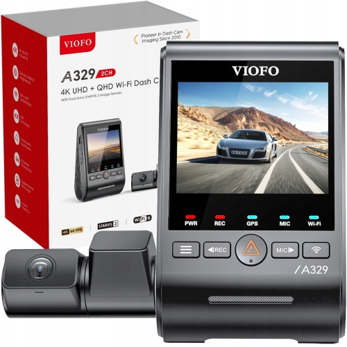 Kamera samochodowa wideorejestrator Viofo A329 2CH HDR GPS WiFi Sony Starvis 2 4K + 2K 60 kl/s