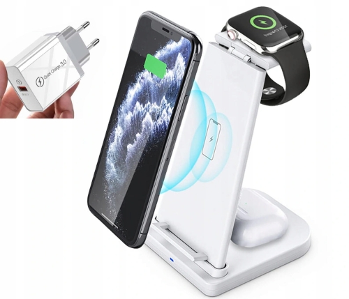 Stacja dokująca QI do Apple iPhone AirPods Watch biała