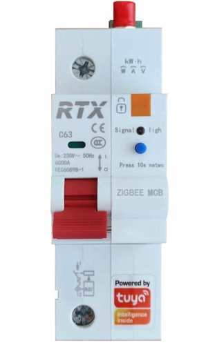 Bezpiecznik regulowany 2-63 A ZigBee Tuya pomiar energii na szynę DIN