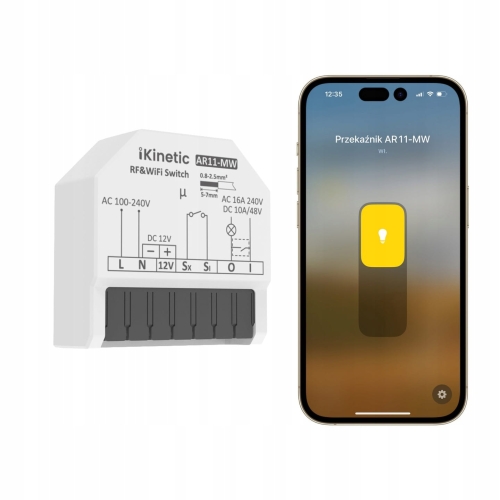 Przekaźnik odbiornik beznapięciowy 16 A 230 V AC 12 V DC Matter WiFi Apple HomeKit Google