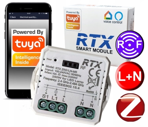 Przekaźnik dopuszkowy 1 obwód ZigBee Tuya LN