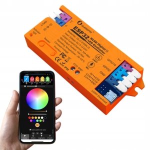 Sterownik do taśm cyfrowych WLED Magic Pixel RGBIC WiFi ESP32 Home Assistant MQTT UART USB-C mikrofon