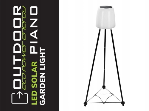 Lampa solarna stojąca podłogowa ogrodowa Piano 1,5 W CW + RGB IP65 czujnik zmierzchu