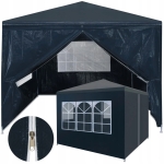 Pawilon namiot ogrodowy handlowy cateringowy okna imprezowy ciemny niebieski 4 ściany 3x 3 m