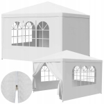 Pawilon namiot ogrodowy handlowy cateringowy okna imprezowy biały 4 ściany 3x 3 m