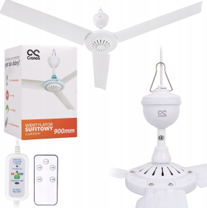 Wentylator wiatrak sufitowy pilot Timer 90 cm biały