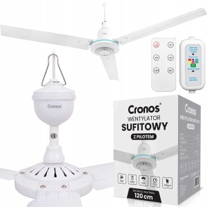 Wentylator wiatrak sufitowy pilot Timer 120 cm biały 