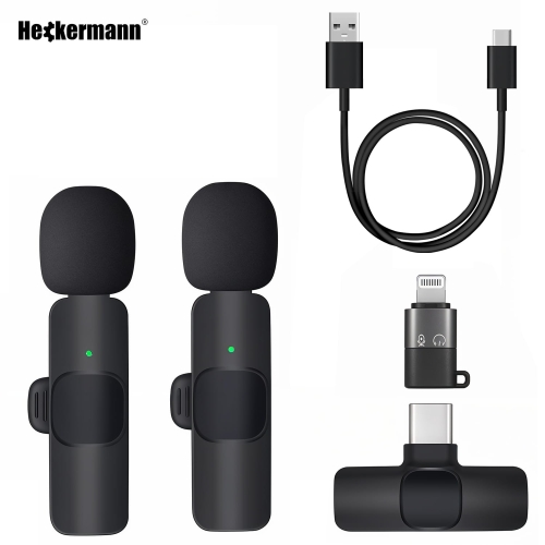 2x mikrofon bezprzewodowy reporterski krawatowy do telefonu iPhone Android USB-C