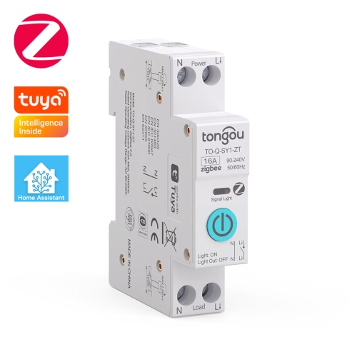 Przekaźnik ZigBee 16 A do 260 V na szynę DIN włącznik wyłącznik On Off Tuya Home Assistant ZigBee2MQTT