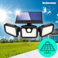 Lampa solarna ogrodowa uliczna zewnętrzna 74 LED 150 W czujnik ruchu zmierzchu