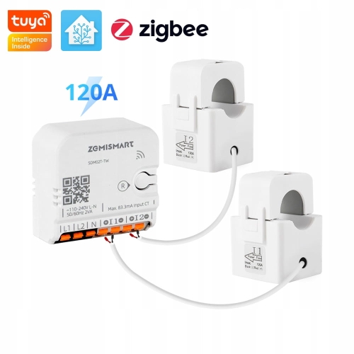 Licznik energii prądu mocy dwufazowy 2-fazy dwukierunkowy przekładnik 120 A ZigBee Tuya Home Assistant ZigBee2MQTT