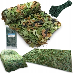 Siatka wojskowa maskująca cieniująca ogrodowa 3 x 5 m kamuflaż 15 m2 trytki zaciskowe