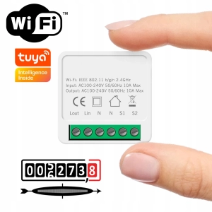 Mini przekaźnik dopuszkowy z pomiarem prądu WiFi Tuya gniazdko włącznik 10 A 2300 W