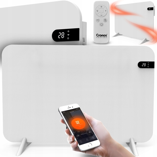 Panel grzewczy grzejnik na podczerwień promiennik elektryczny Cronos 450 W termostat WiFi pilotem nóżki 