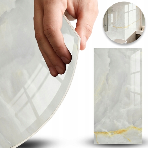 Panel ścienny samoprzylepny 3D jasny marmur połysk kamień PCV laminat płytki 30 x 60 cm 10 sztuk