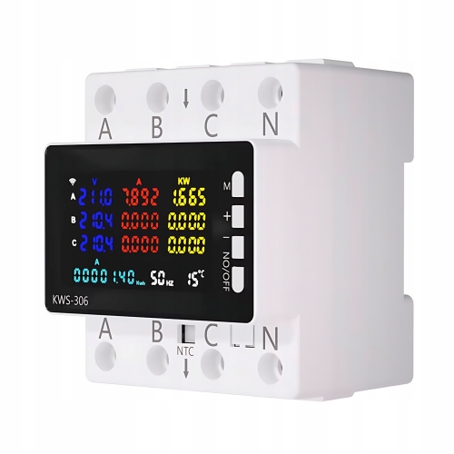 Licznik energii prądu watomierz trójfazowy 3-fazy przekaźnik 80 A LCD DIN precyzyjny