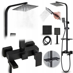 Deszczownica łazienkowa zestaw prysznicowy kolumna prysznicowa regulowana czarna Heckermann