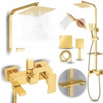 Deszczownica łazienkowa zestaw prysznicowy kolumna prysznicowa regulowana złota Heckermann