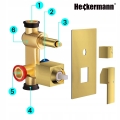 Deszczownica podtynkowa zestaw prysznicowy kolumna prysznicowa złota Heckermann