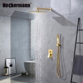 Deszczownica podtynkowa zestaw prysznicowy kolumna prysznicowa złota Heckermann