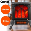 Kominek grzejnik elektryczny wolnostojący termowentylator farelka 1500 W pilot efekt ognia Cronos
