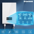Elektryczny przepływowy podgrzewacz wody 230 V 8,5 kW 30–55 °C biały słuchawka 