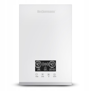 Elektryczny przepływowy podgrzewacz wody 230 V 8,5 kW 30–55 °C biały słuchawka 